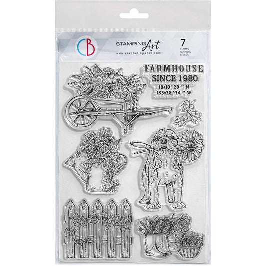 Ciao Bella Clear Stamp Set 6"x8" Puppy Garden