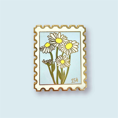 Daisy Postage Stamp Enamel Pin