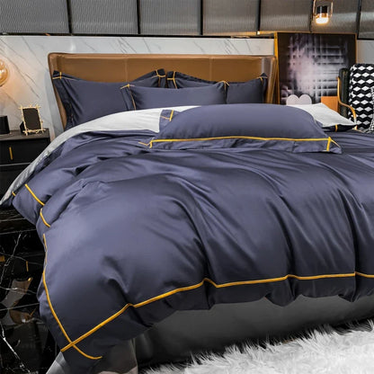 Royal Retreat Fine Gold Embroidered 600 TC Duvet Set - Purple/Dark Grey/White/Steel Blue/Light Grey/Jade Green/Peach Pink/Champagne/Blue/Beige/Aqua Green/Emerald Green