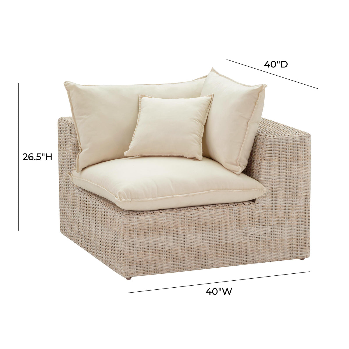 Sunbay 4 Piece Outdoor Natural Wicker Modular Sectional - Beige