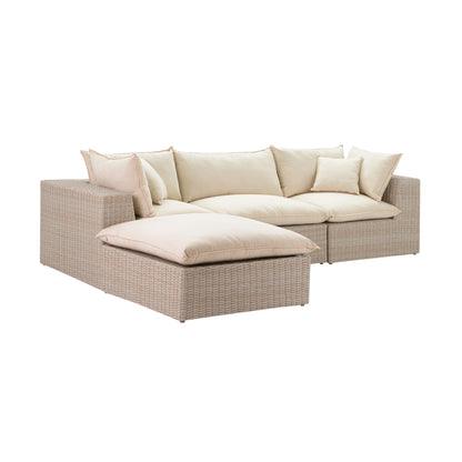 Sunbay 4 Piece Outdoor Natural Wicker Modular Sectional - Beige