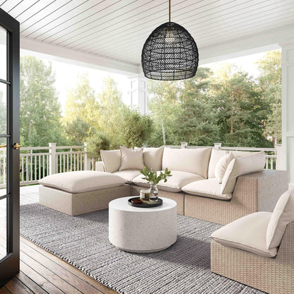 Sunbay 4 Piece Outdoor Natural Wicker Modular Sectional - Beige