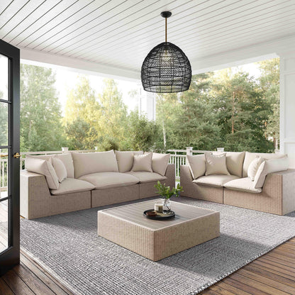 Sunbay 3 Seater Outdoor Natural Wicker Modular Sofa - Beige
