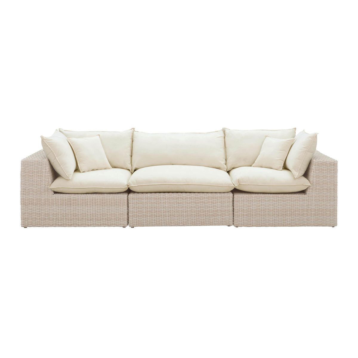 Sunbay 3 Seater Outdoor Natural Wicker Modular Sofa - Beige