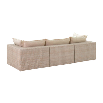 Sunbay 3 Seater Outdoor Natural Wicker Modular Sofa - Beige
