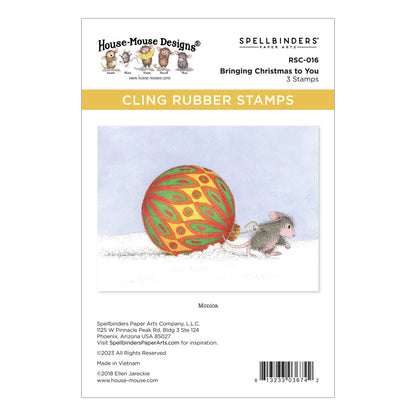 Bringing Christmas to You Cling Rubber Stamp Set from the House-Mouse Holiday Collection