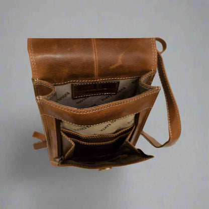 Rugged Earth Leather Organizer Crossbody Bag