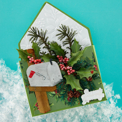 Hemlock, Cones and Chickadee Etched Dies from the Snow Garden Collection by Susan Tierney-Cockburn