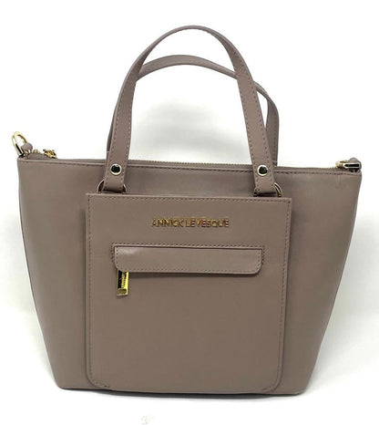 Sac à Main en Cuir véritable Taupe, Lina