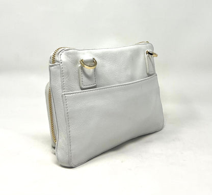 Petit Sac à Main Portefeuille en Cuir Véritable Blanc, Carmen