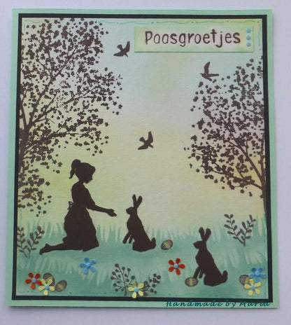 Clear Stamp Silhouette Girl With Hare