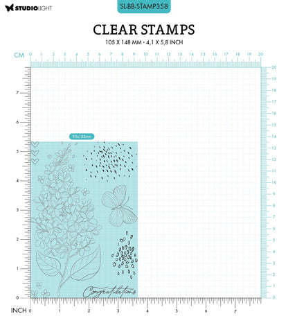 SL Clear Stamp Lilac Flowers Blooming Butterfly 93x136x3mm 7 PC nr.358