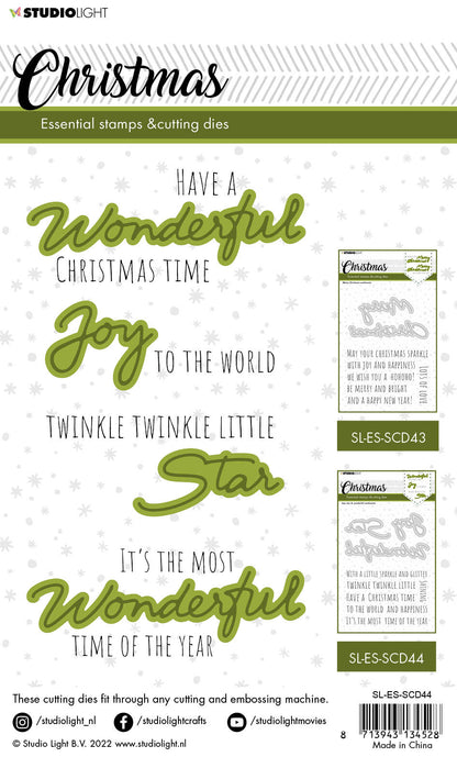 SL Stamp & Cutting Die Christmas Wonderful Sentiments Essentials 138x178x3mm 12 PC nr.44