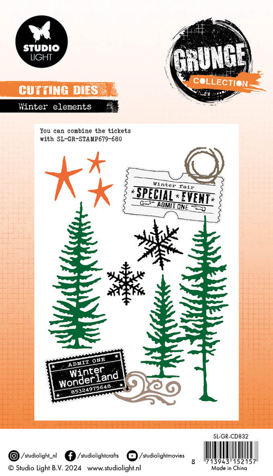 GR Cutting Die Winter Elements Grunge Collection 12 PC