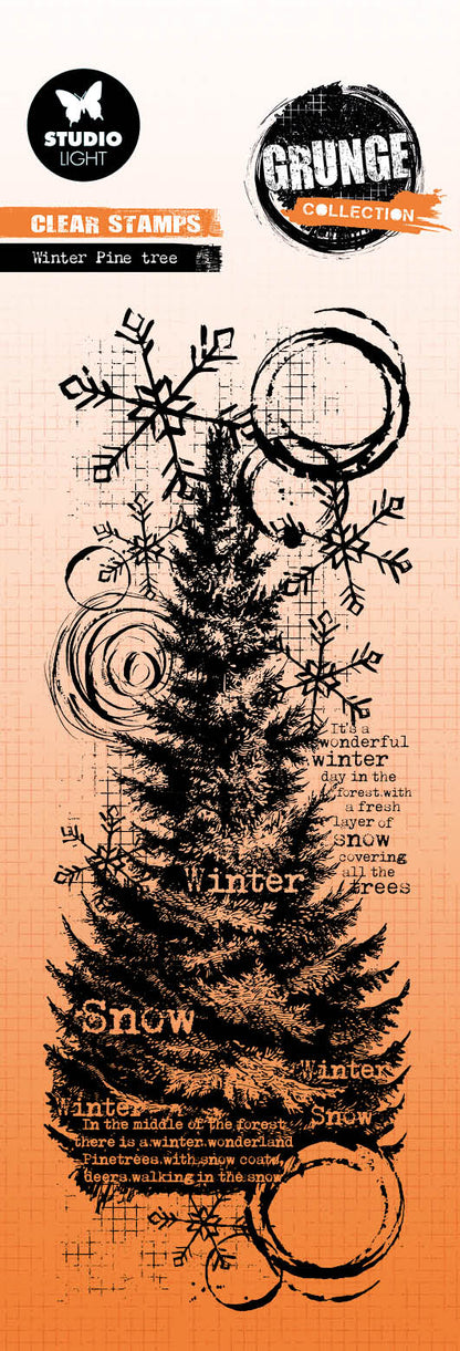 GR Clear Stamp Winter Pine Tree Grunge Collection 1 PC