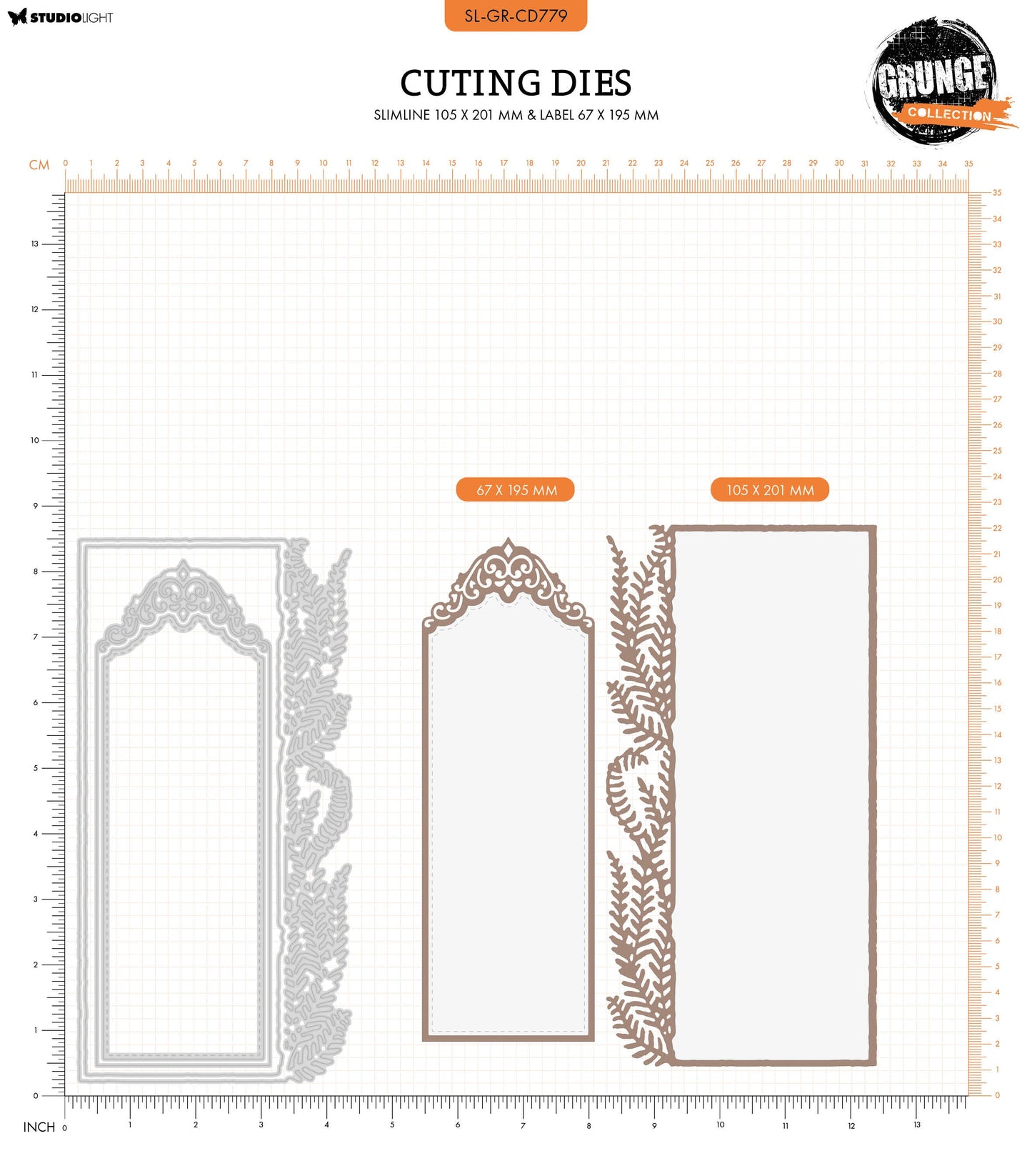 SL Cutting Die Slimline & Label Grunge Collection 4 PC