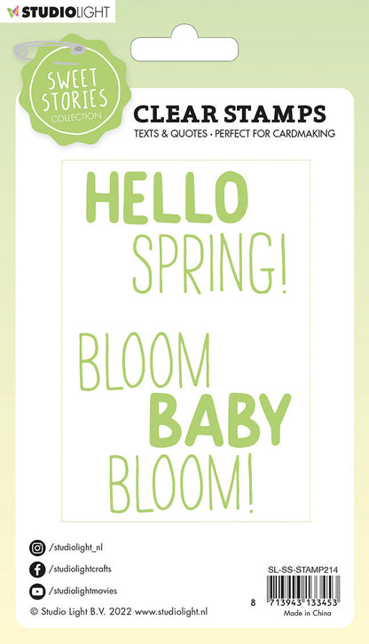 SS Clear Stamp Quotes Large Hello Spring Sweet Stories 105x148x3mm 4 PC nr.214