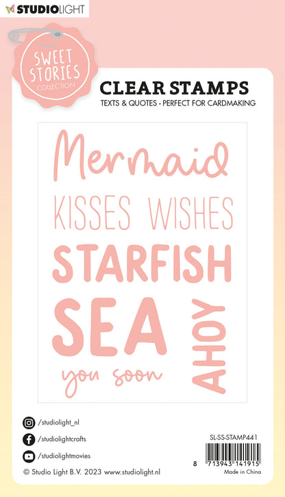 SL Clear Stamp Quotes Large Mermaid Kisses Sweet Stories 148x105x3mm 7 PC nr.441