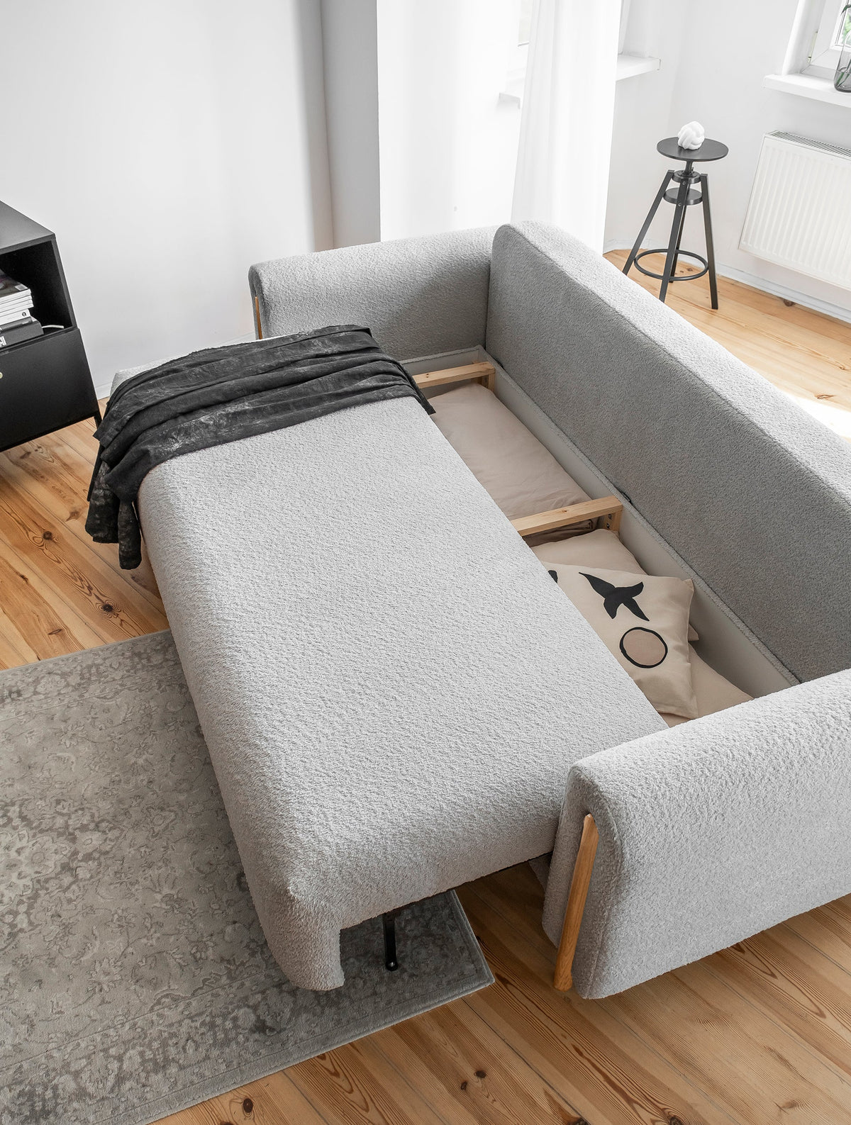 Arcadova 3 Seater Storage Sleeper Sofa - Grey