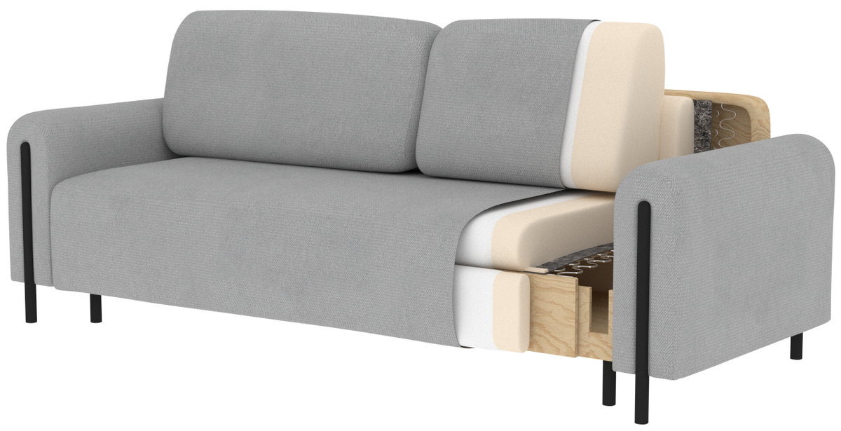 Arcadova 3 Seater Storage Sleeper Sofa - Rust Brown