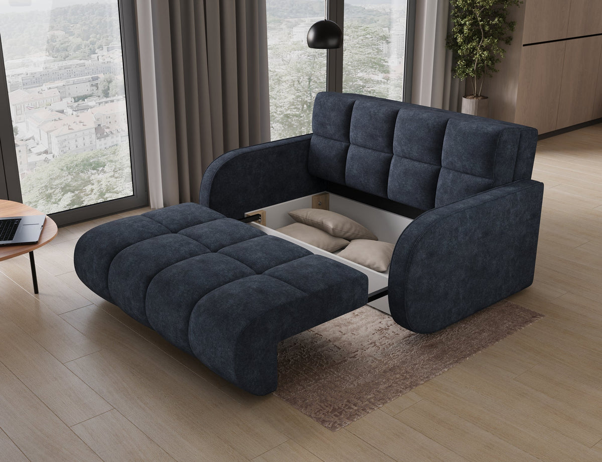 Deverio 3 Seater Condo Size Storage Sleeper Sofa - Navy Blue