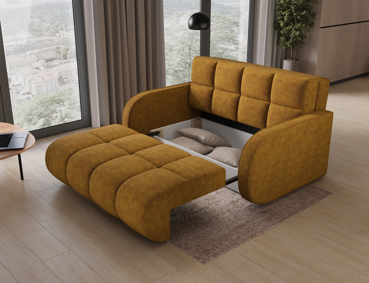 Deverio 3 Seater Condo Size Storage Sleeper Sofa - Mustard