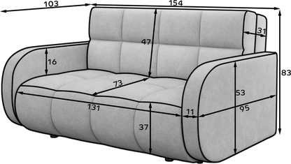 Deverio 3 Seater Condo Size Storage Sleeper Sofa - Dark Grey
