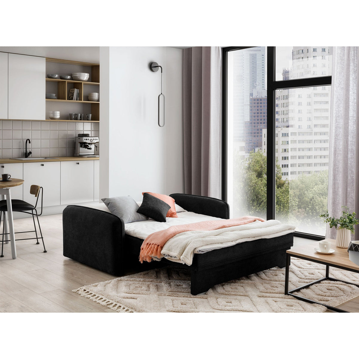 Laine Condo Style 2 Seater Storage Sleeper Sofa - Black