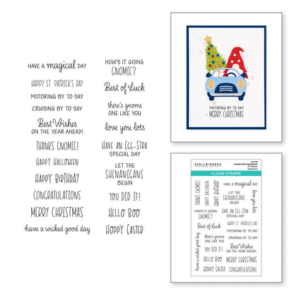Gnome Drive Sentiments Clear Stamp Set from the Gnome Drive Collection