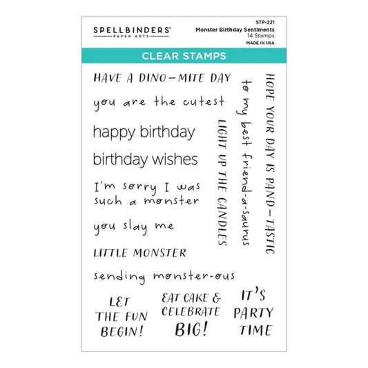 Monster Birthday Sentiments Clear Stamp Set from the Monster Birthday Collection