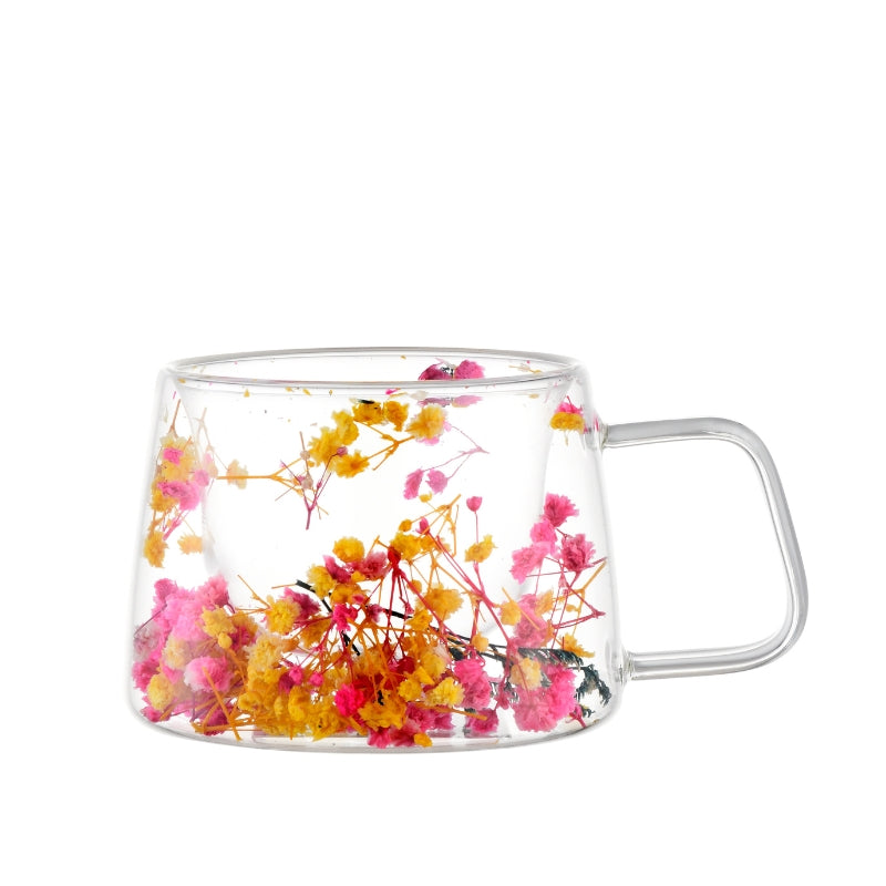 Coffee Cup Double-Walled with Floral Design 7 Oz - 1Piece