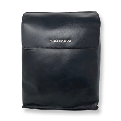 Sac à dos en cuir véritable noir, Antoinette