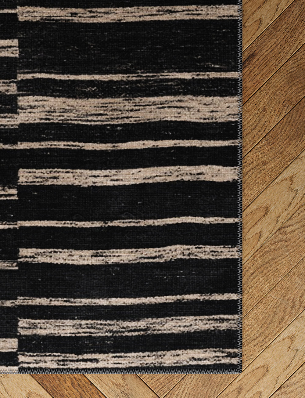 Sahara Schwarz & Natur Teppich