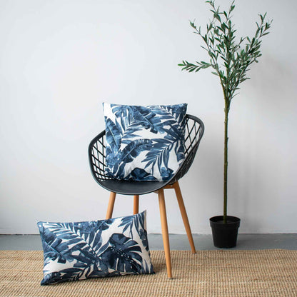 OUTDOOR PILLOW - NAVY PALM LEAF 20"