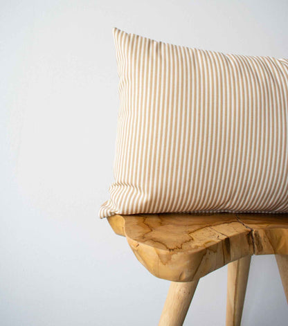 OUTDOOR PILLOW - TAN STRIPE LUMBAR