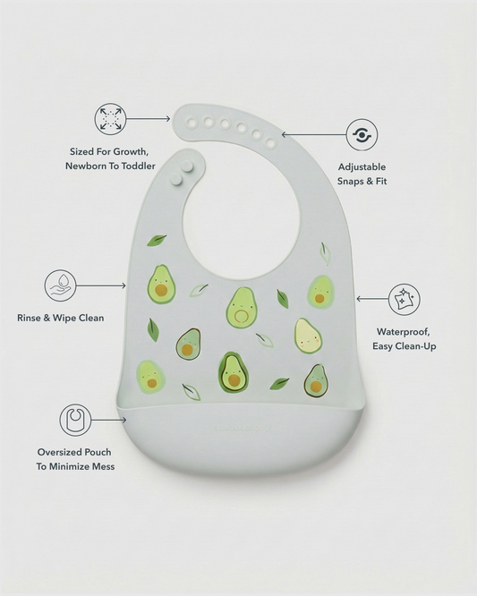 Silicone Bib Printed - Avocado