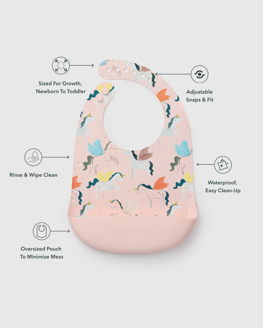 Silicone Bib Printed - Unicorn Ballet