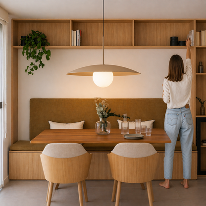 SLATE Mid-Century Modern Wide Dome Pendant Light for Kitchen Island & Dining Table - AURABAGS SHOP