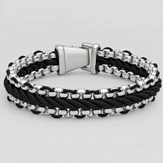 Steeltime Black Cord Twist Bracelet