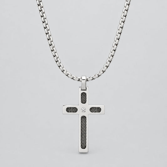 Steeltime Diamond Cross Pendant