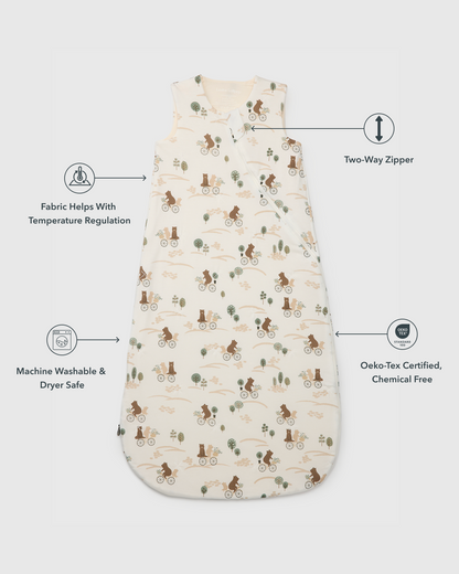 Baby Sleep Sack TENCEL™ 1.0 TOG - Bears on Bikes