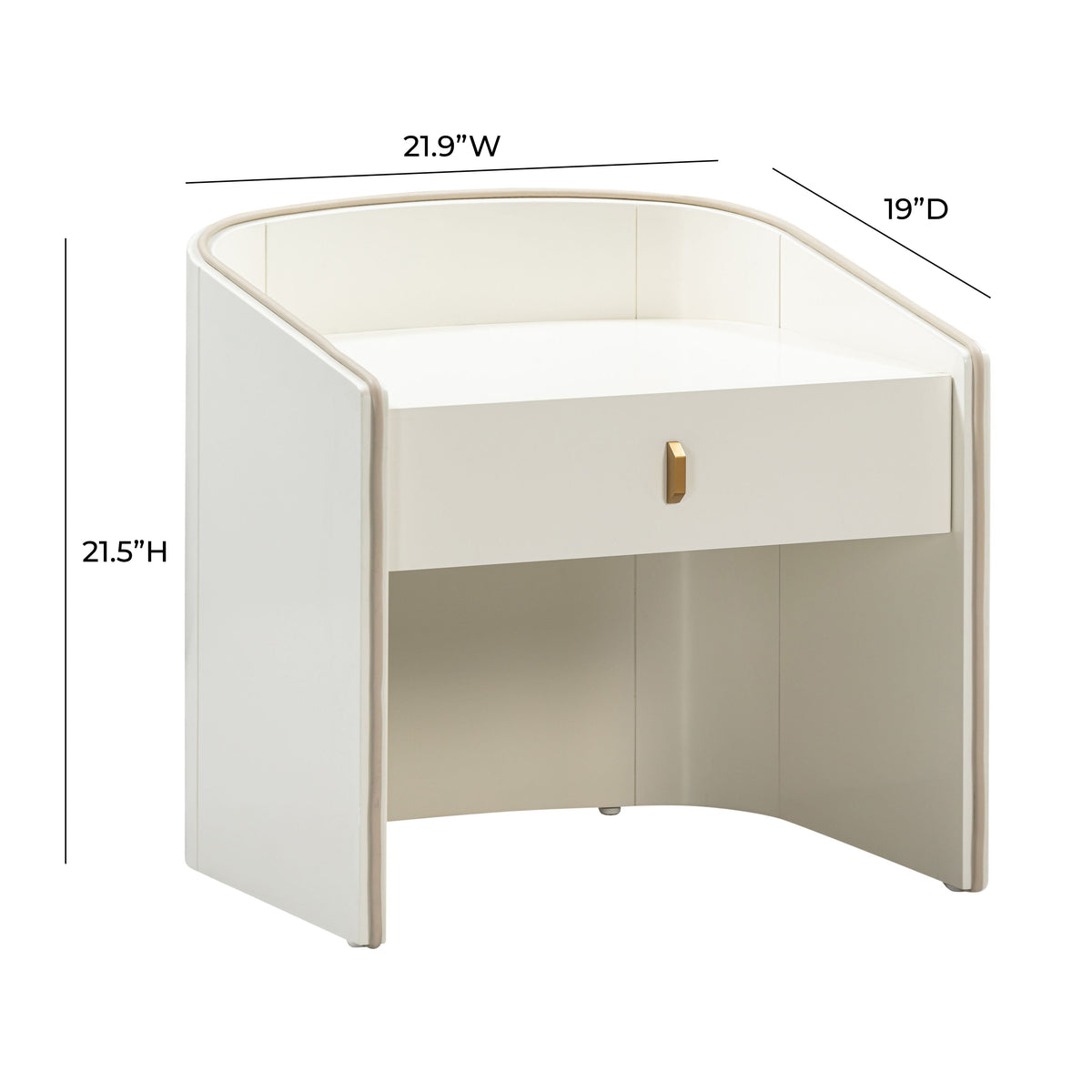 Cove 22" Lacquer Storage Drawer Nightstand - Multiple Colors Available
