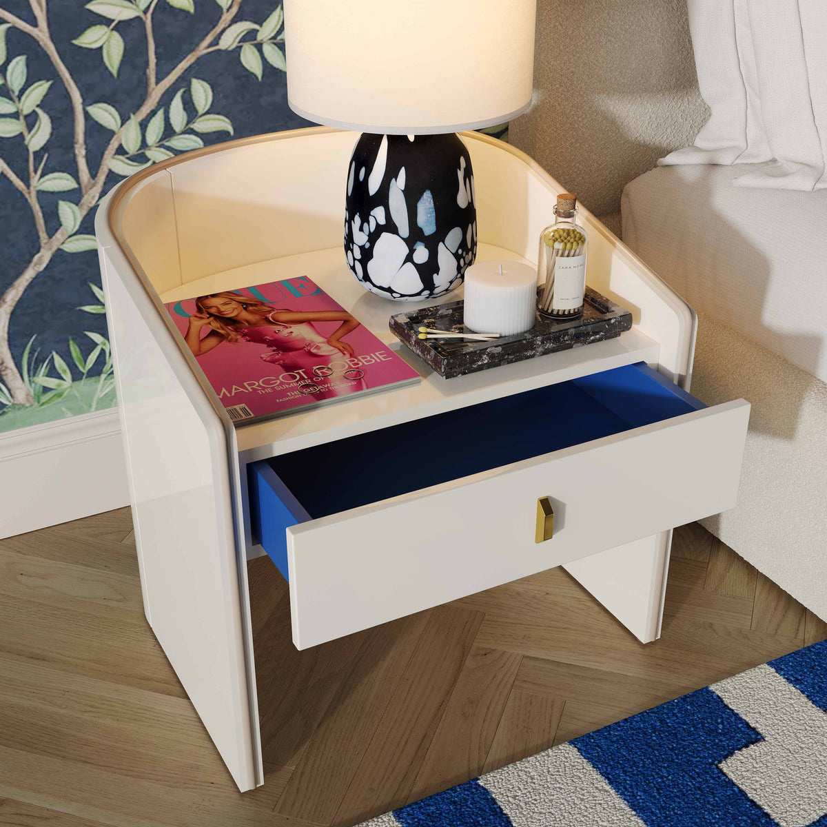 Cove 22" Lacquer Storage Drawer Nightstand - Multiple Colors Available