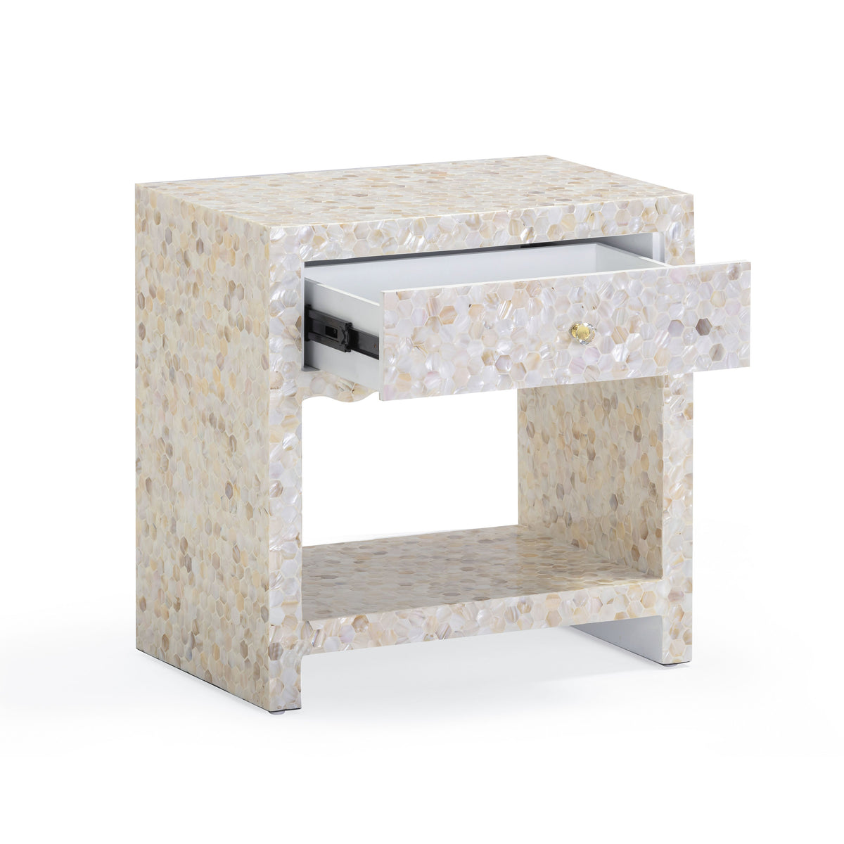 Opal 22" Natural Mother of Pearl Inlaid Storage Drawer Nightstand - Natural
