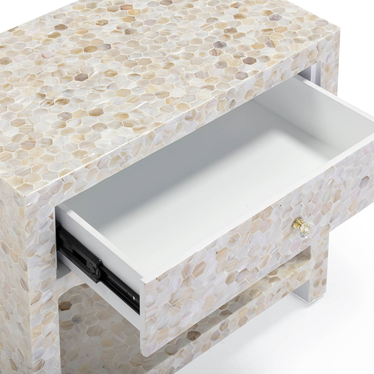 Opal 22" Natural Mother of Pearl Inlaid Storage Drawer Nightstand - Natural