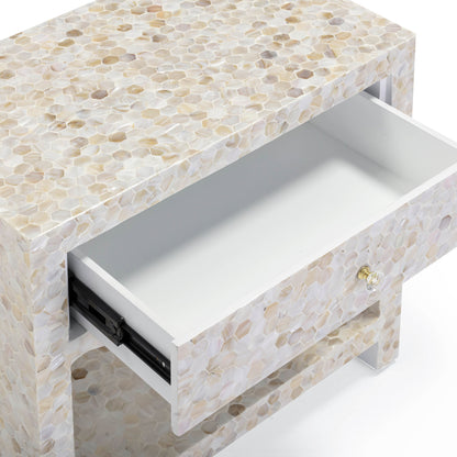 Opal 22" Natural Mother of Pearl Inlaid Storage Drawer Nightstand - Natural