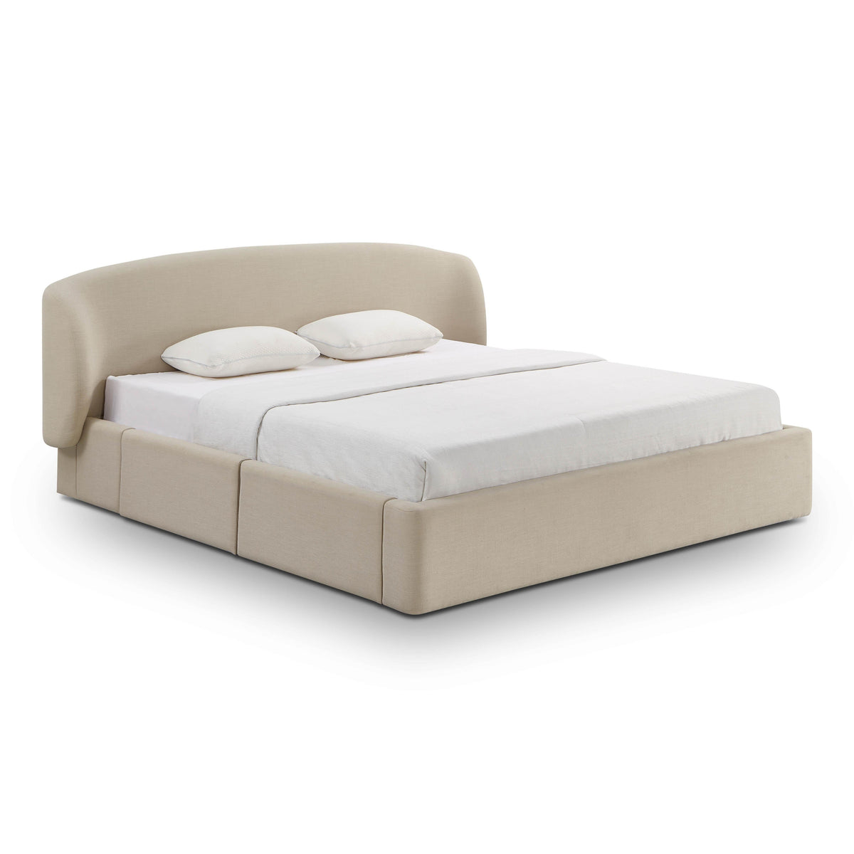 Savanna Upcycled Linen Platform Storage Bed - Taupe