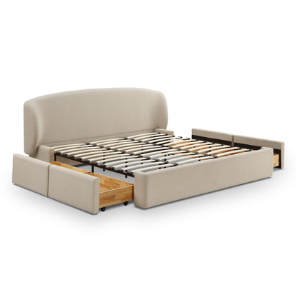Savanna Upcycled Linen Platform Storage Bed - Taupe