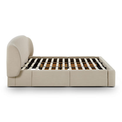 Savanna Upcycled Linen Platform Storage Bed - Taupe