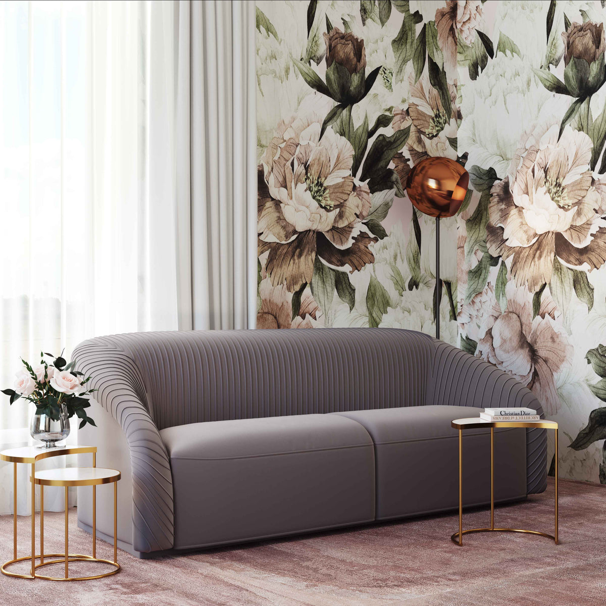 Marcela Luxury Velvet Pleated Sofa - Multiple Colors Available